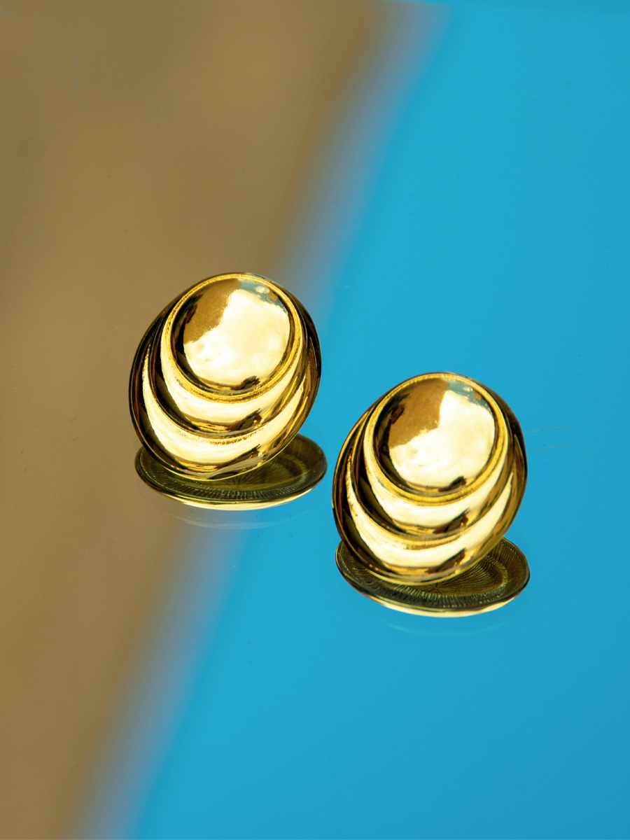 Χρυσά οβάλ σκουλαρίκια