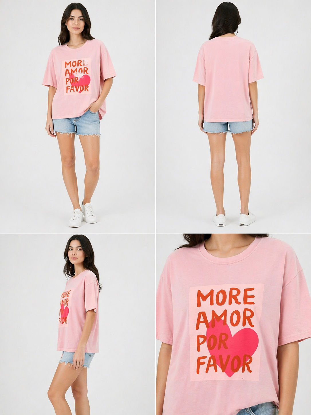 T-shirt amore ροζ oversize